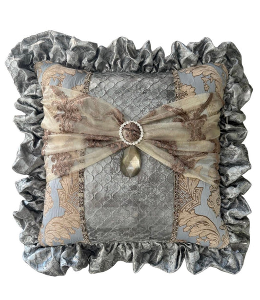 Luxury Decorative Ruffled Pillow Marseille With Crystal