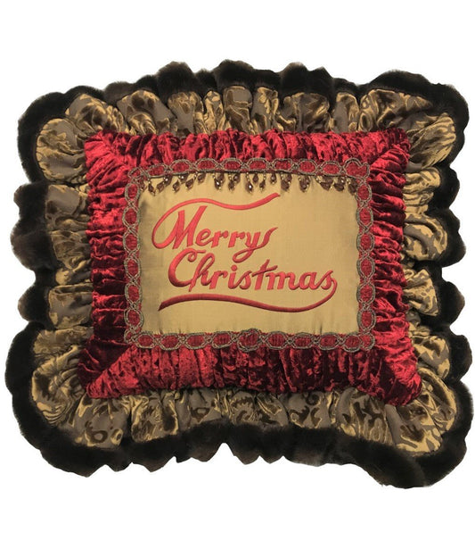 Merry Christmas Pillow Ruffled Holiday Pillows