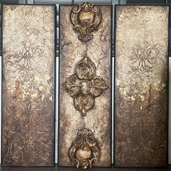 Michelle Butler Designs Set of Three Cream and Chocolate Brown Wall Plaques