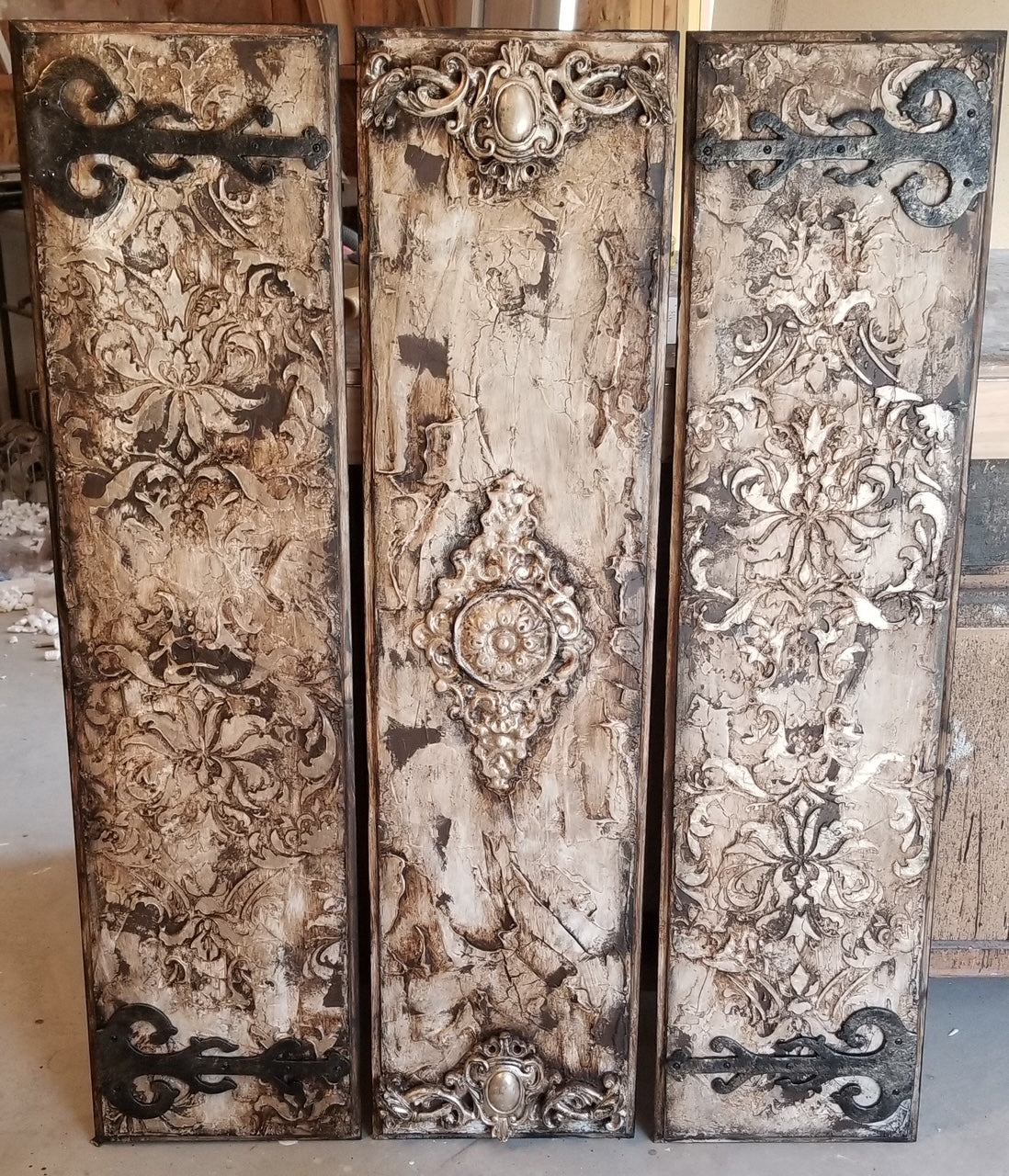 Michelle Butler Designs Set of Three Wall Plaques with Iron Accents