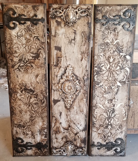 Michelle Butler Designs Set of Three Wall Plaques with Iron Accents