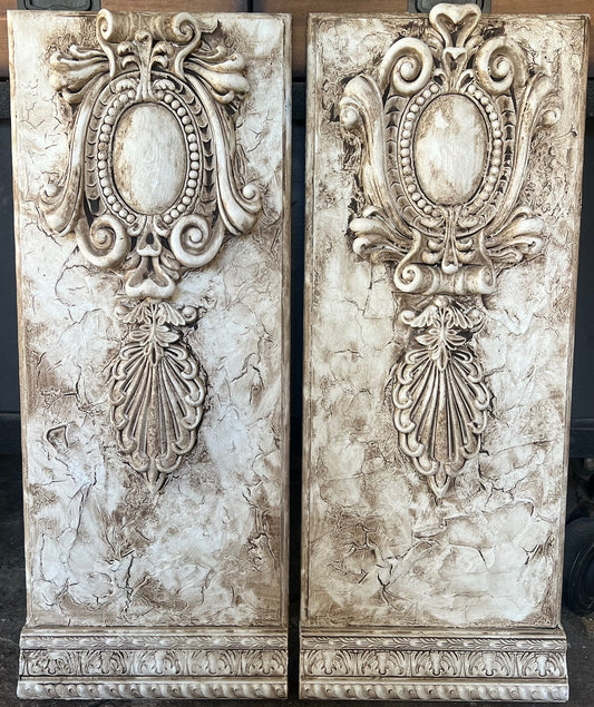 Michelle Butler Designs Set of Two Antique Cream Medallion Wall Plaques