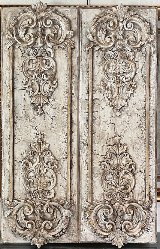 Michelle Butler Designs Set of Two Antique Cream Medallion Wall Plaques