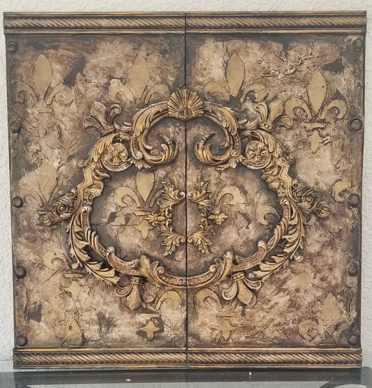 Michelle Butler Designs Set of Two Fleur de Lis Scroll Wall Plaques