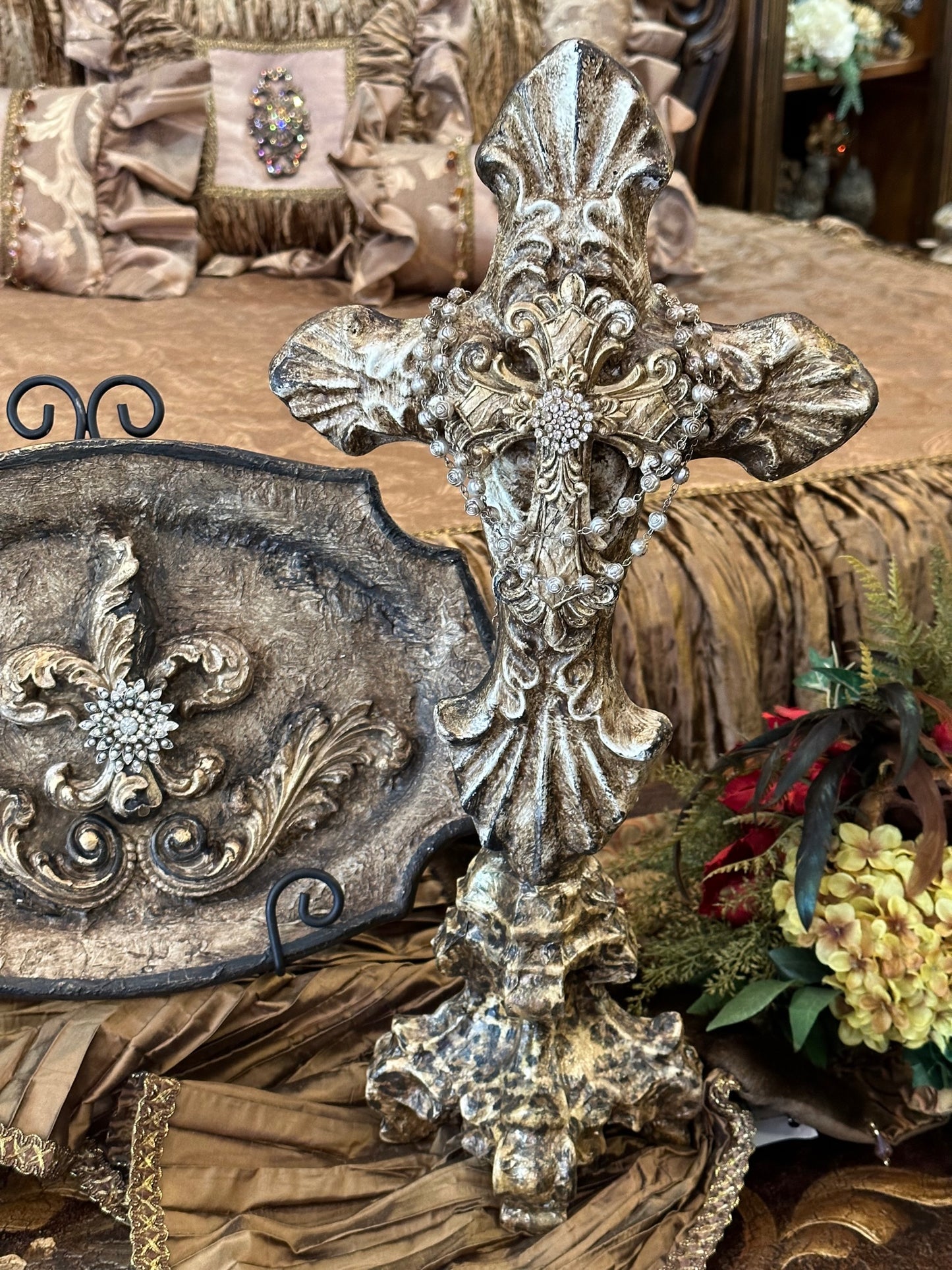Michelle Butler Designs Standing Cross with Leopard