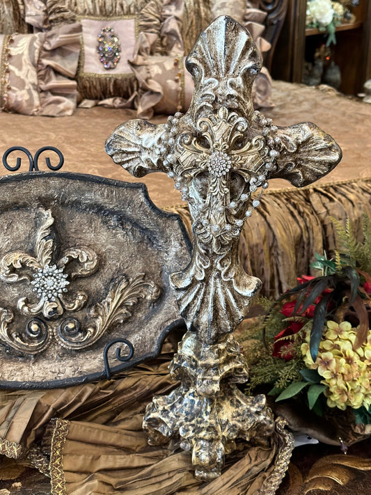 Michelle Butler Designs Standing Cross with Leopard