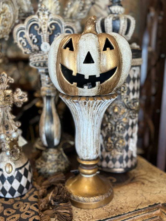 Michelle Butler Lighted Jack-O-Lantern on Pedestal LIMITED