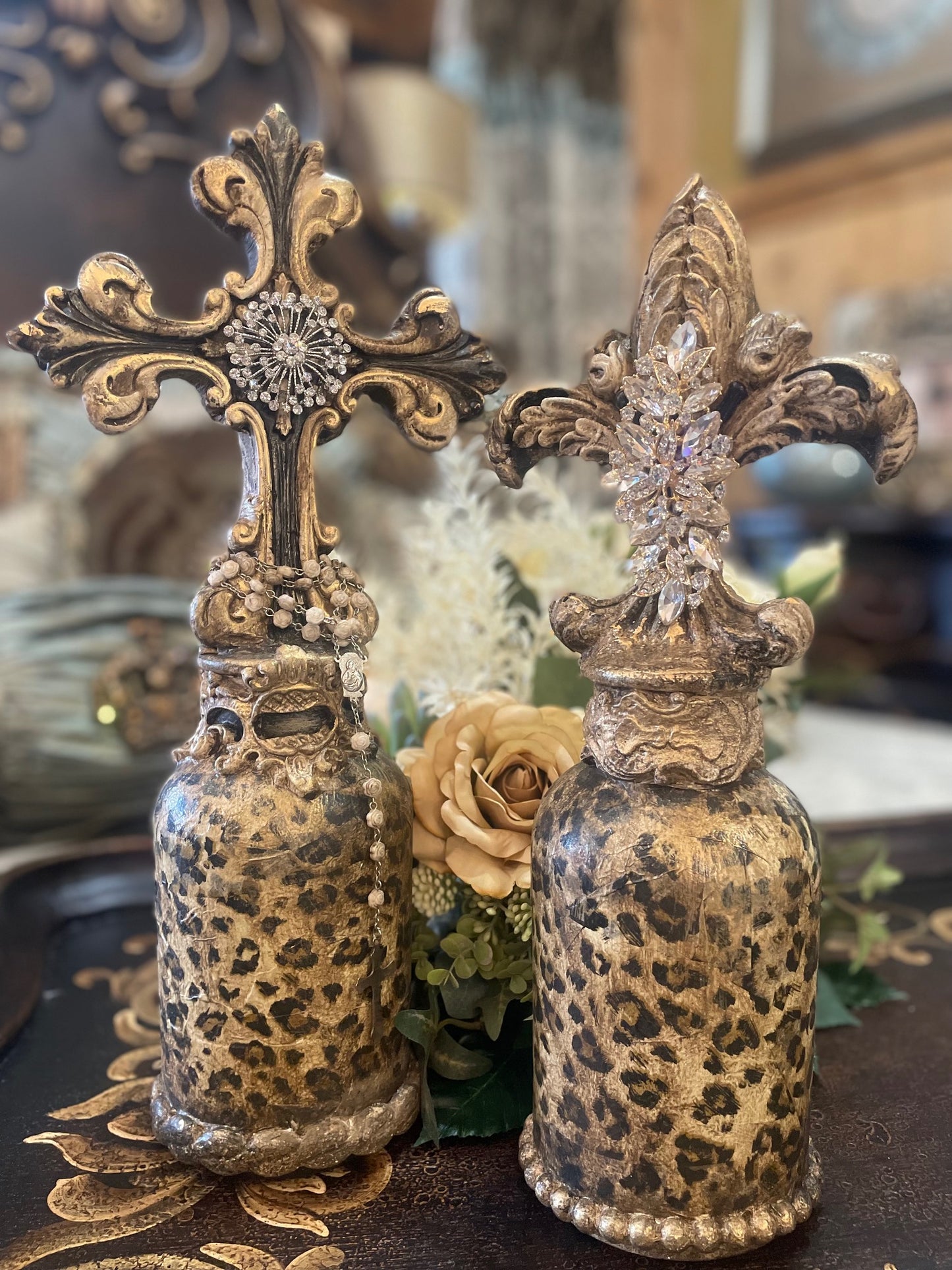 Michelle Butler Standing Art Pieces with Leopard LIMITED