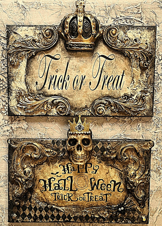 Michelle Butler Trick or Treat and Happy Halloween Plaques