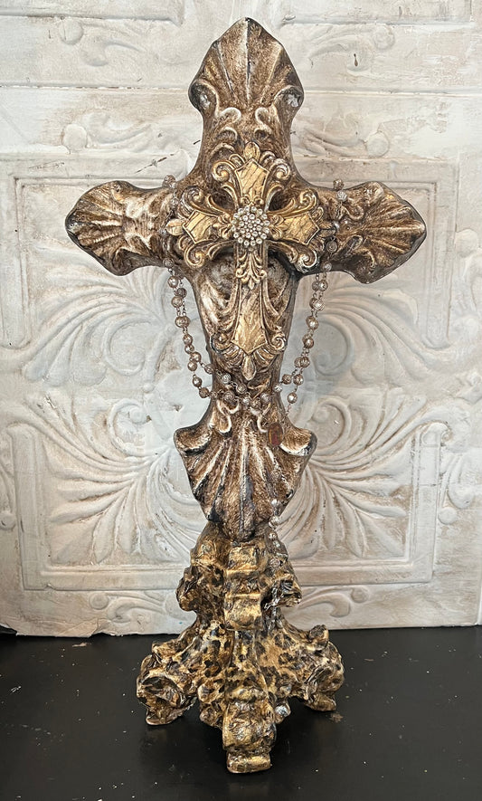 Michelle Butler Designs Standing Cross with Leopard