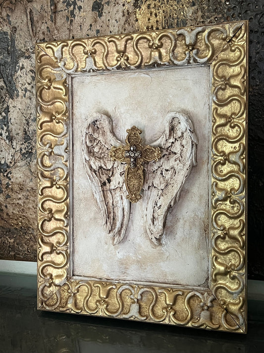 Michelle Butler Framed Angel Wings with Cross Frames May Vary