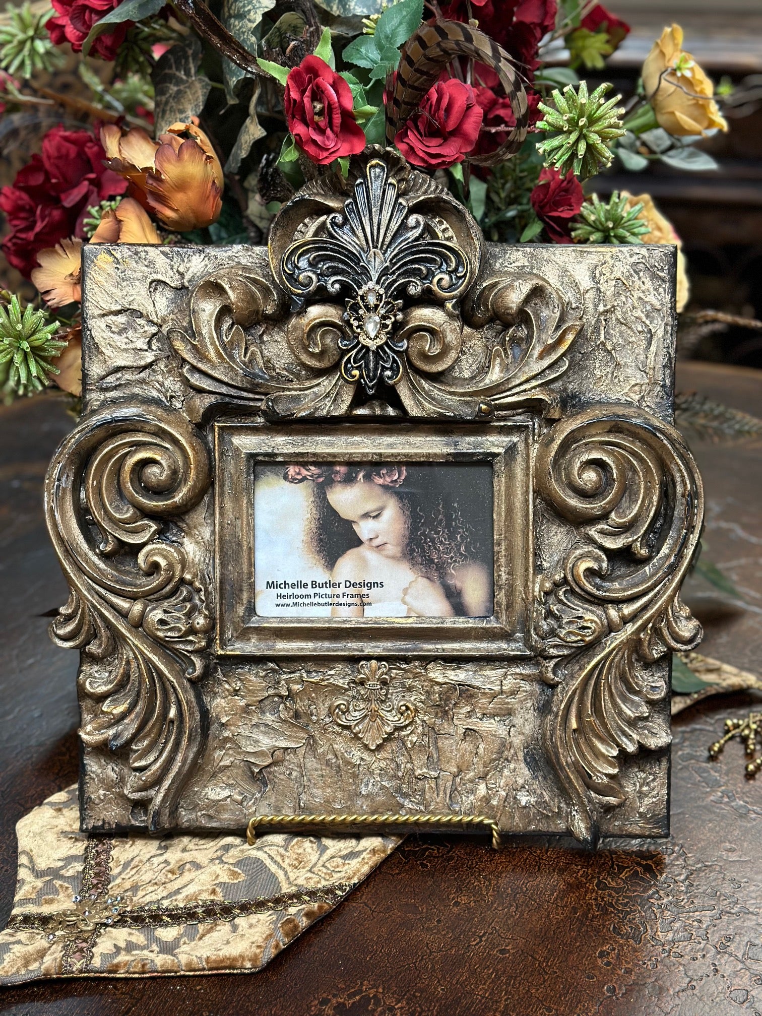Michelle Butler Tabletop Frame with Acanthus Scrolls and Fleur de Lis
