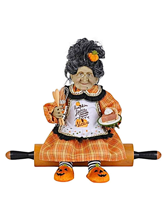 Pumpkin Spice Granny Witch on Rolling Pin