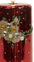 Red Glass Christmas Candle with Jewels