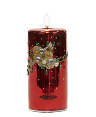 Red Glass Christmas Candle with Jewels