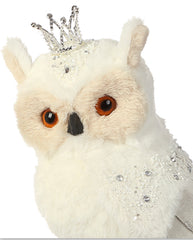 Set of 2 White Snow Owl With Crown and Jewels