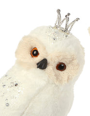 Set of 2 White Snow Owl With Crown and Jewels