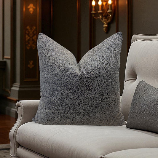 Smokey Blue Textured Velvet Luxury Decorative Pillow