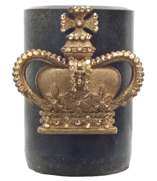 Triple_scented_candle-decorative_candles-brown-roasted_chestnut-4x6-gold_crown-swarovski_crystals-sir_olivers-reilly_chance_collection_grande