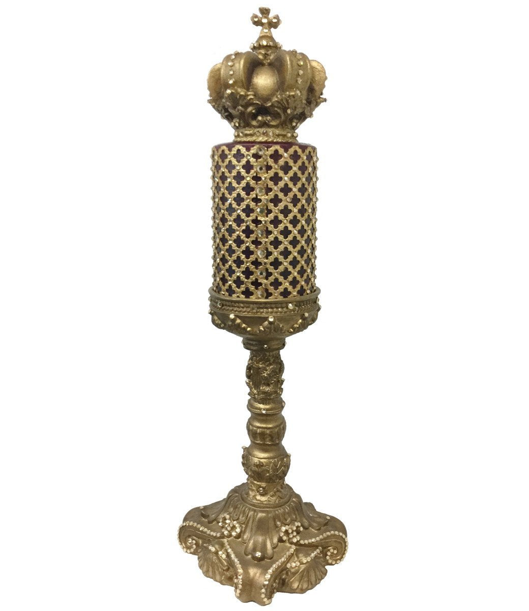 Decorative Candle 4X6 Jeweled Mesh 12 Base With Crown Topper Candle/base Combination