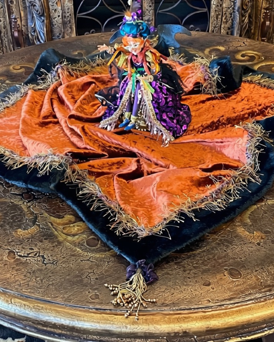 Halloween Rust Velvet Table Throw