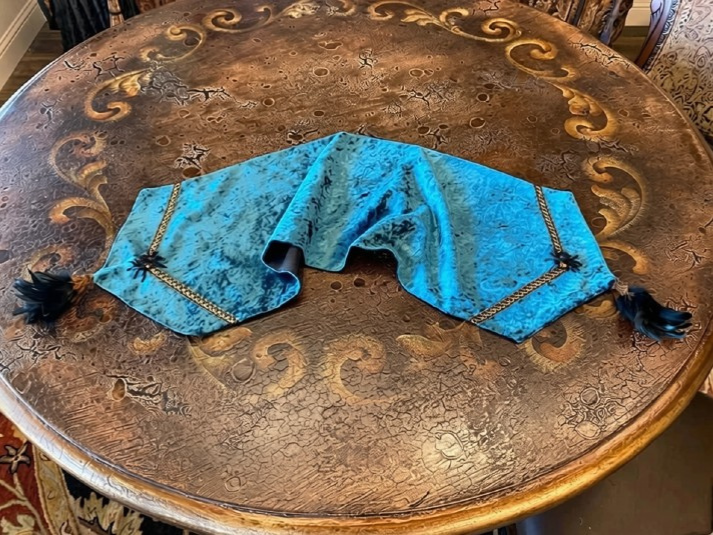 Halloween Turquoise Velvet Table Runner with Spider