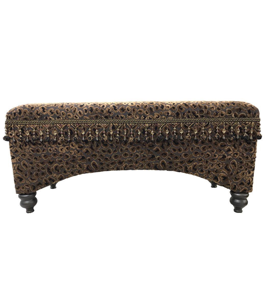 Old World Style Upholstered Bench Leopard Print Foot Stools
