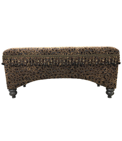 Old World Style Upholstered Bench Leopard Print Foot Stools