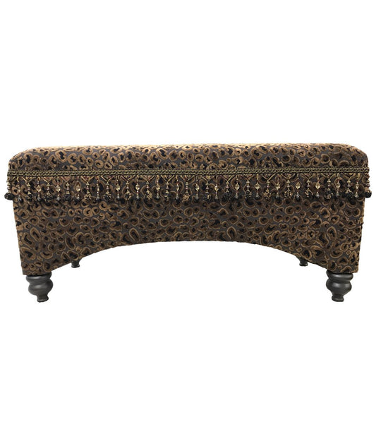 Old World Style Upholstered Bench Leopard Print Foot Stools