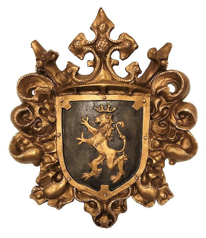 Large Jeweled Wall Decor Shield with Lion 21"x19"