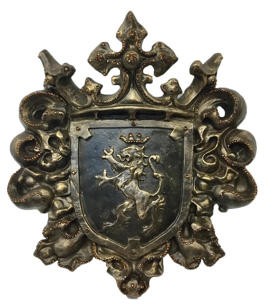 Large Jeweled Wall Decor Shield With Lion 21X19 Home