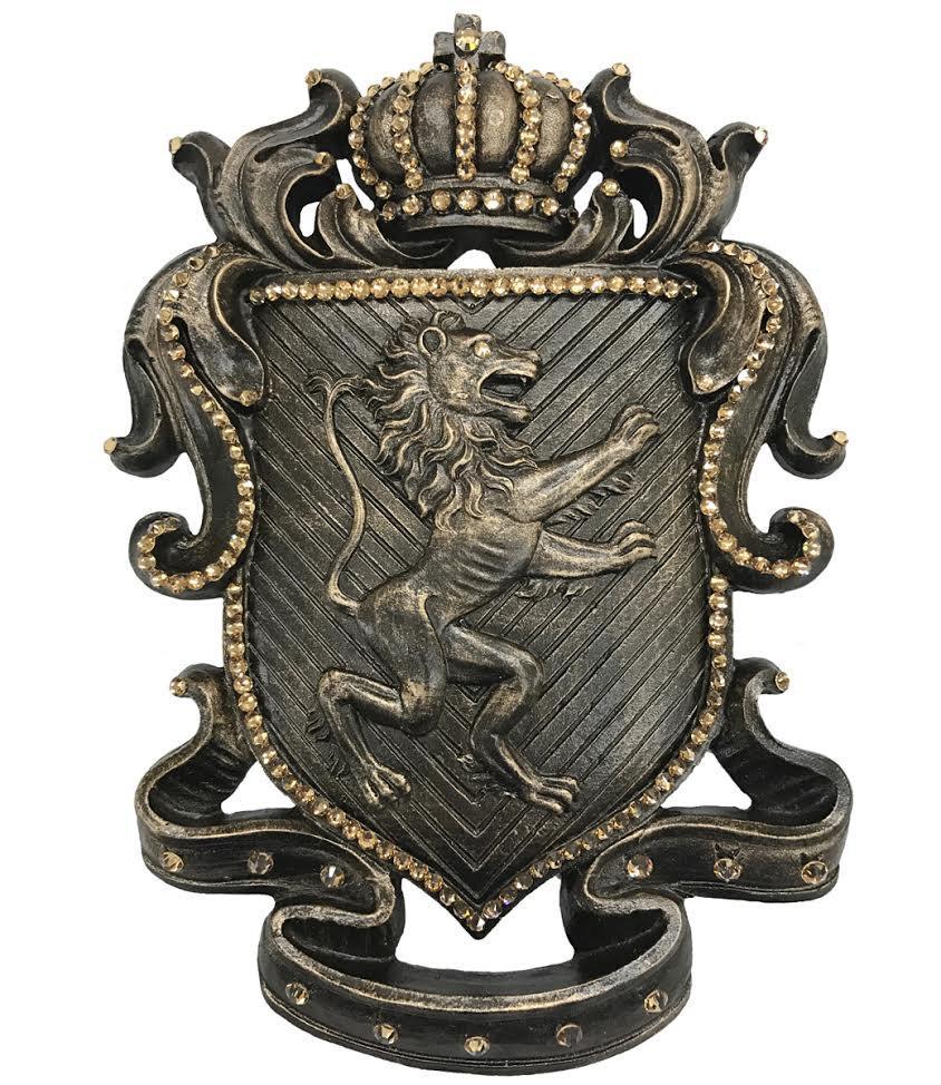 Wall_decor-wall_plaque-decorative_lion_shield-swarovski_crystals-sir_olivers_by_reilly_chance_collection