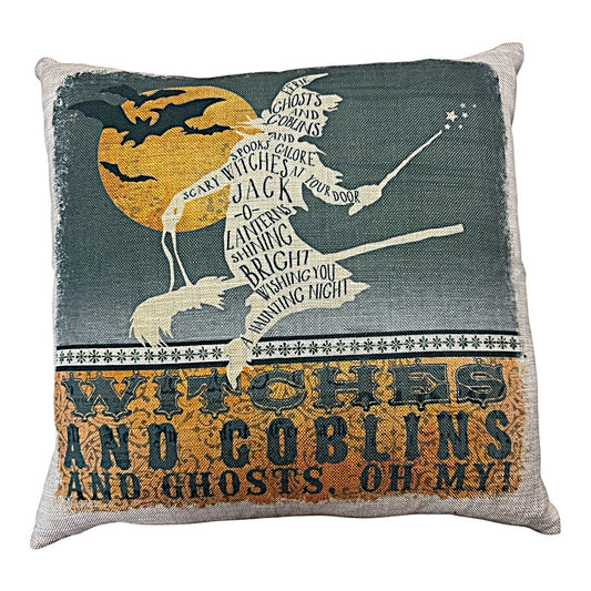 Witches and Goblins Halloween Pillow
