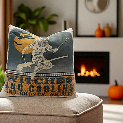 Witches and Goblins Halloween Pillow