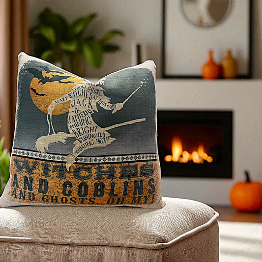 Witches and Goblins Halloween Pillow