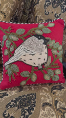 MacKenzie-Childs Chickadee Beaded Throw Pillow