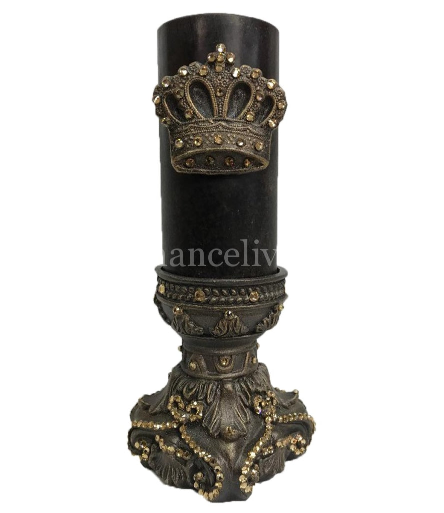 Decorative Candle 3X6 /jeweled Base/ Jeweled Crown Candle/base Combination