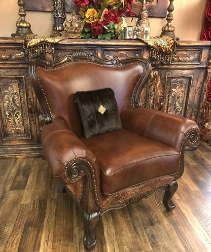 Hadley Large Leather And Faux Croc Chair Accent Chairs & Benches