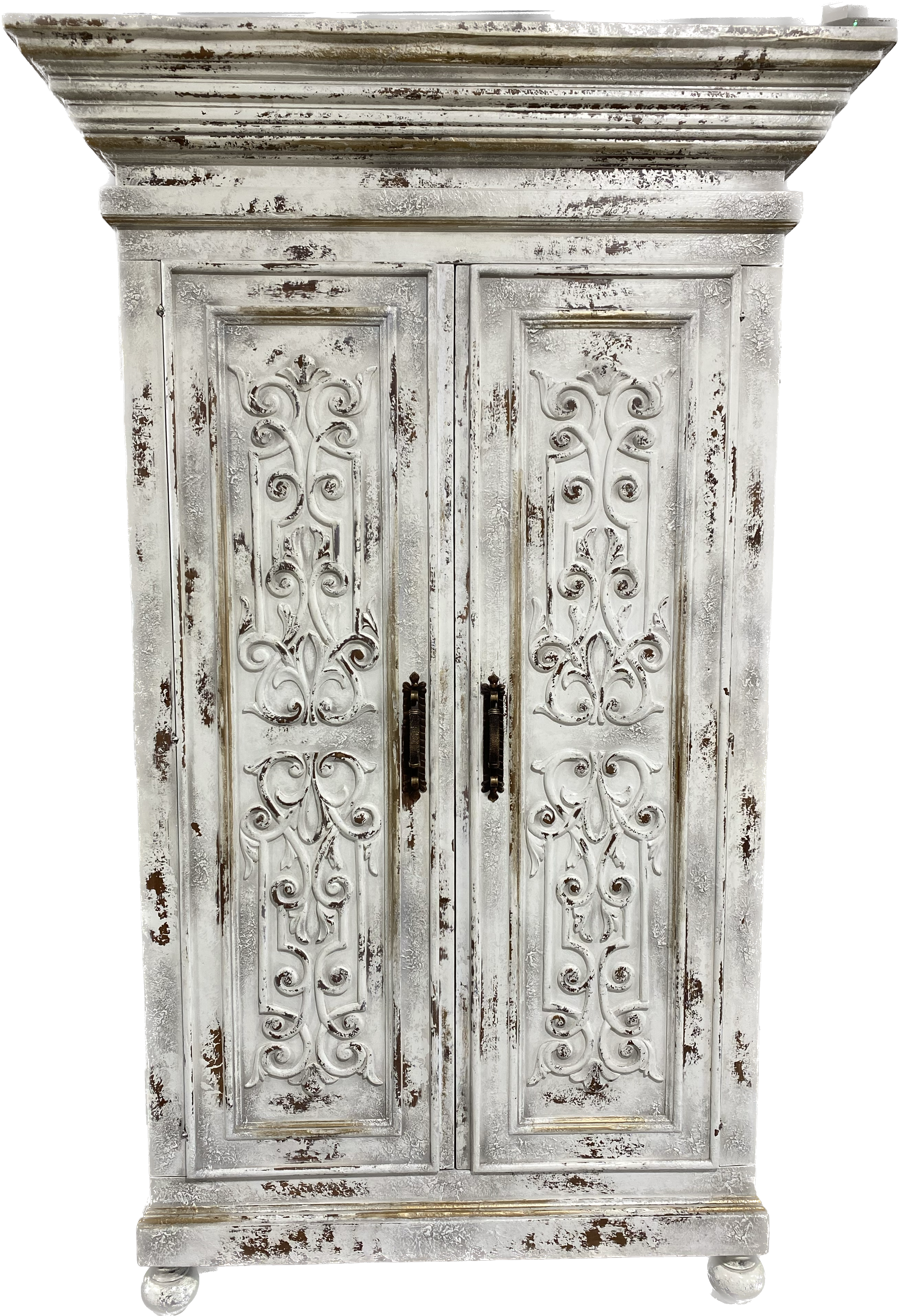 Angelique Peruvian Hand Crafted Wood Armoire Vintage White Finish