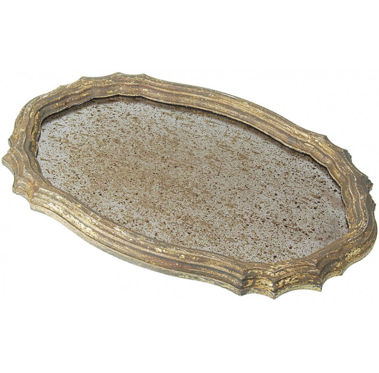 Mirrored Wood Serving Tray with Antique Finish