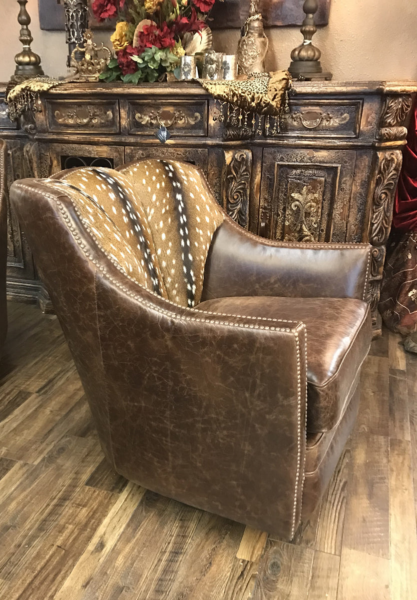 Axis Hide And Leather Swivel Chair Accent Chairs & Benches