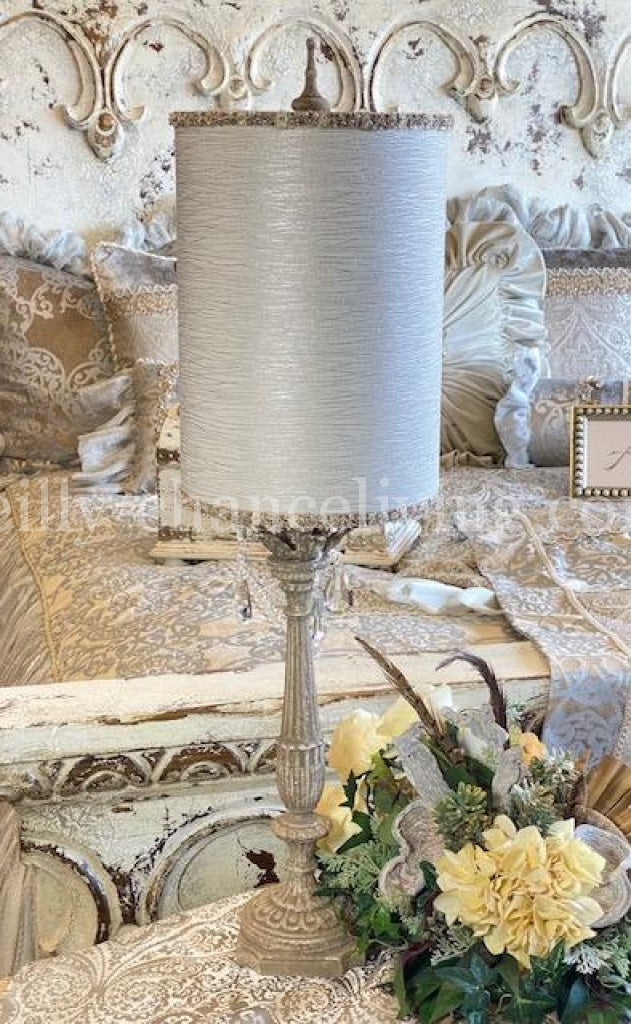 Gallery Designs Accent Lamp with Silver Lamp Shade and Crystals
