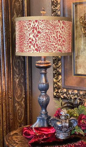 Gallery Designs Accent Lamp with Red Leopard Print Lamp Shade