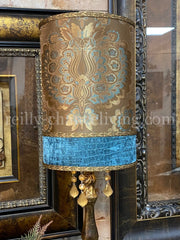 Gallery Designs Buffet Lamp Chocolate and Turquoise Silk with Croc Lampshade