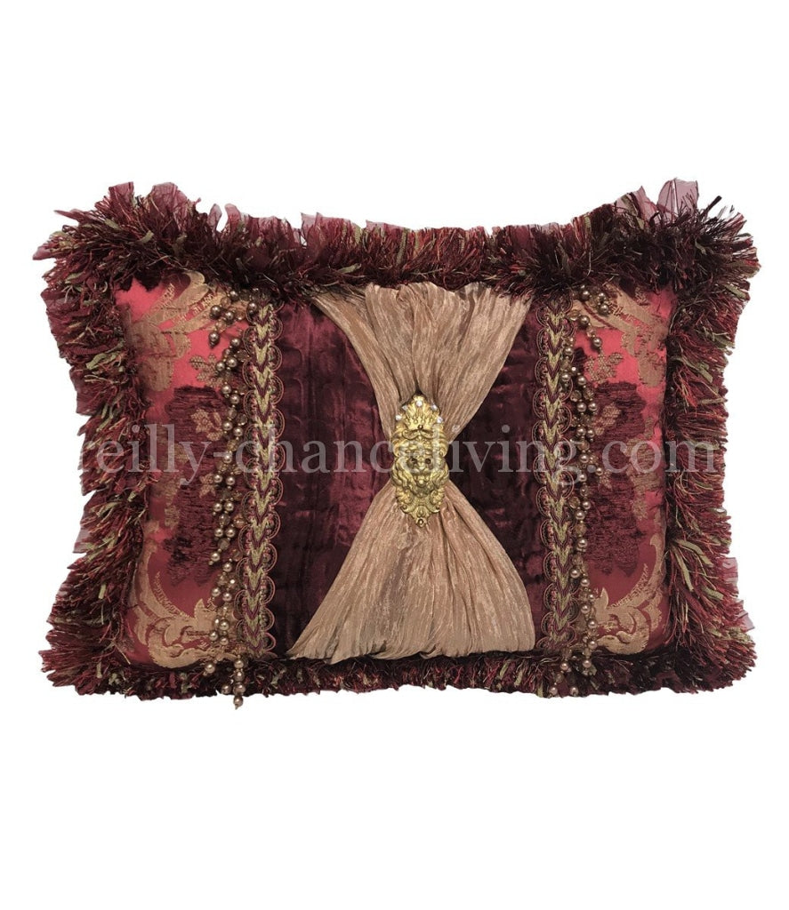 Opulent Accent Pillow Burgundy And Gold