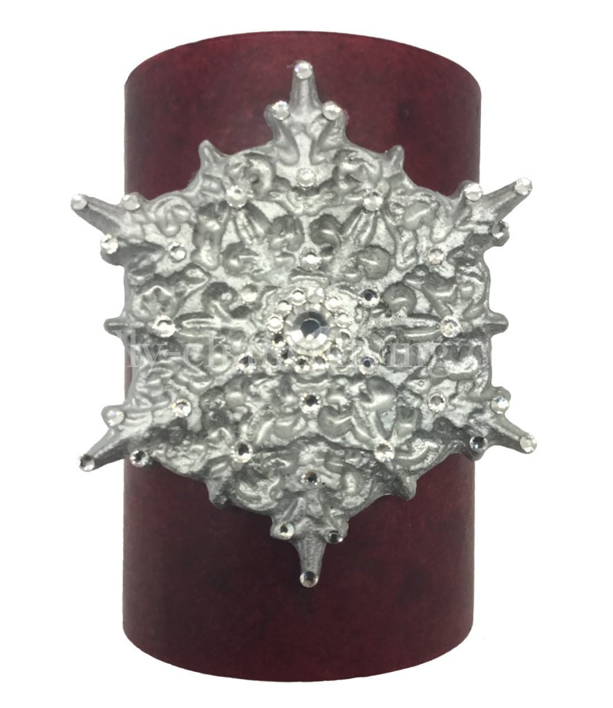 Christmas Candle Frost Swarovski Jeweled Snowflake 4X6 Candles