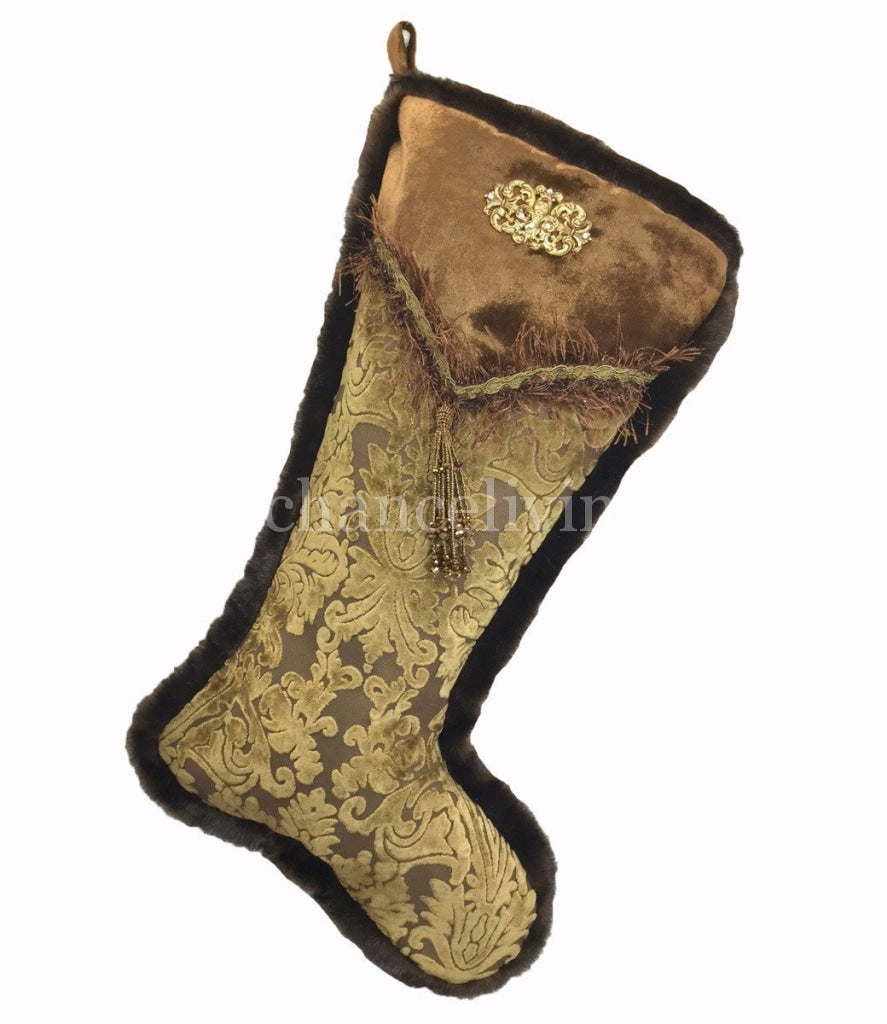 Christmas_stockings-gold-bronze_velvet-beaded_tassel-faux_mink-reilly_chance_collection