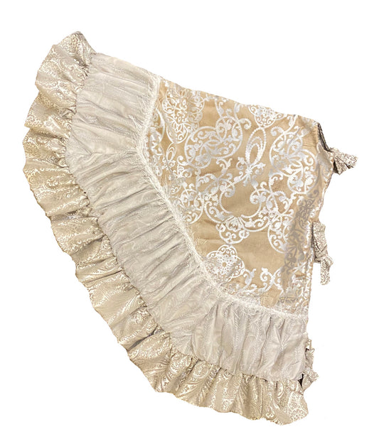 Christmas Tree Skirt Silver and Cream