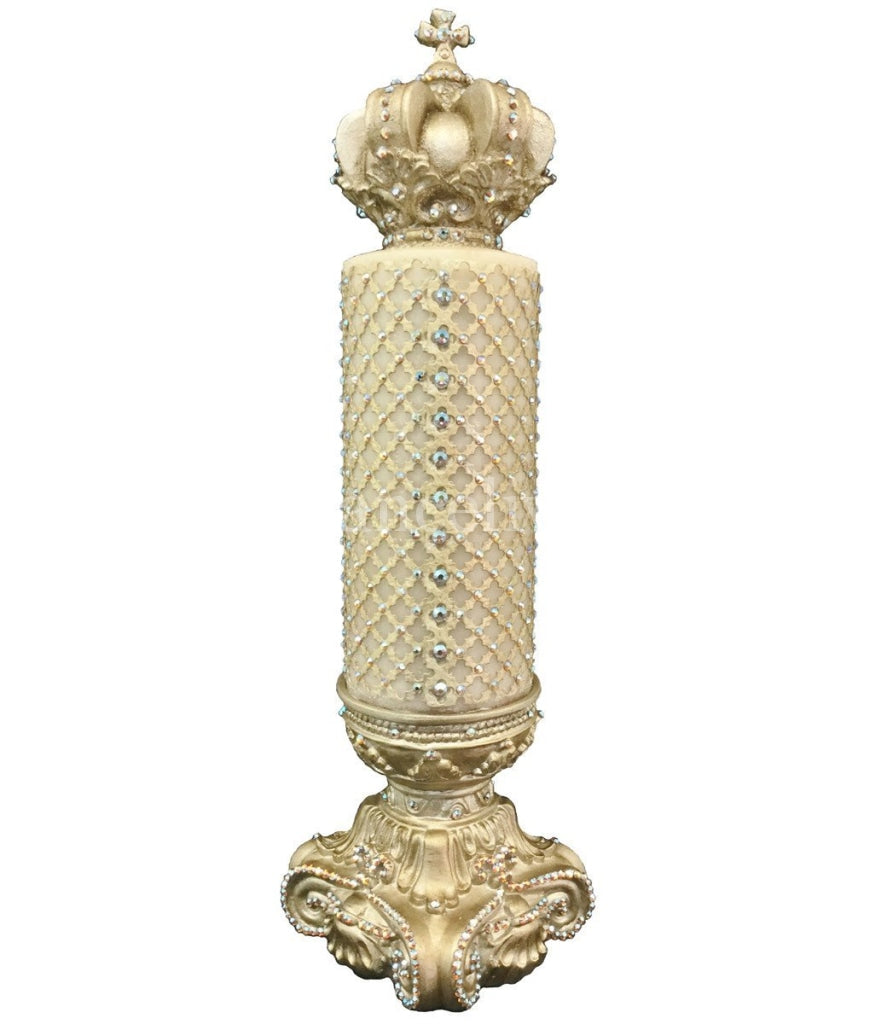 Decorative Candle 4X9 Jeweled Mesh/jeweled 4X6 Base/ Crown Topper Candle/base Combination
