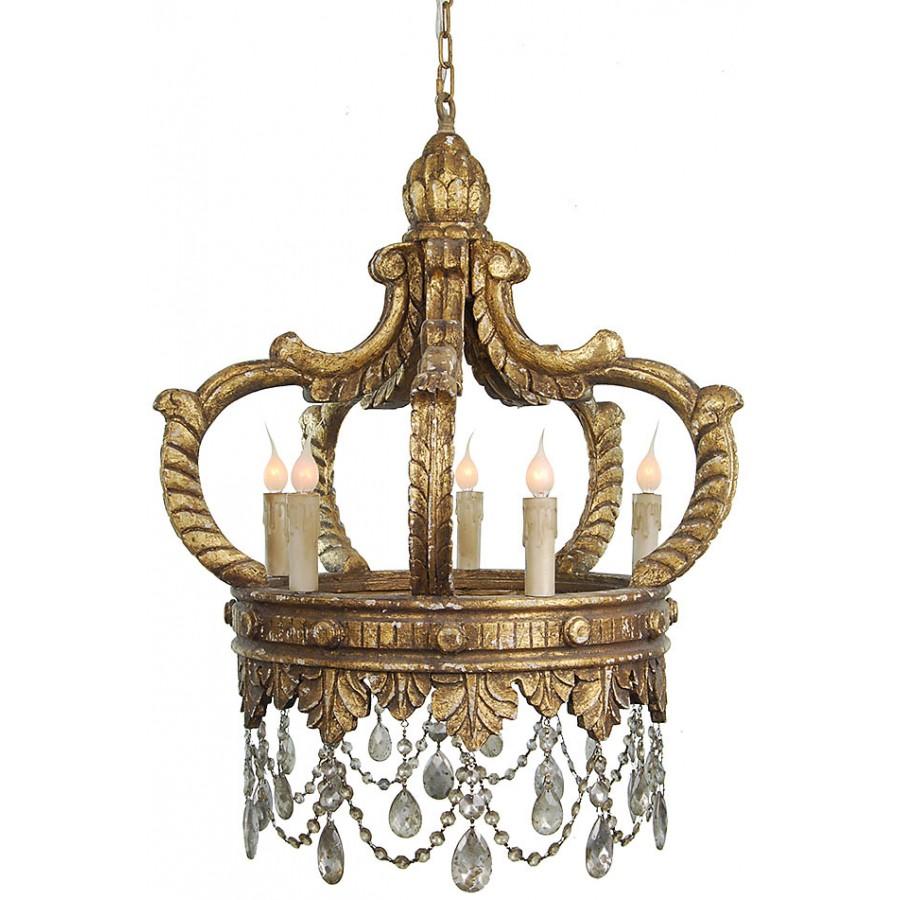 Hand Carved Wood Crown Chandelier